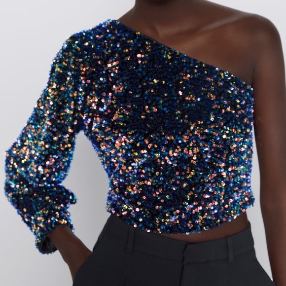 zara one shoulder top
